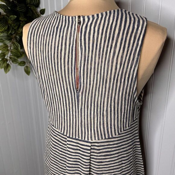 Anthropology W5 Sz L Striped Sleeveless Tank Top Blue Zip Back Knit Hi-Low Tunic - Picture 7 of 13